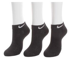 Nike Black Athletic Socks Combed Cotton Comfort Low-cut Sz 3 Pair 6.5 - 12 New